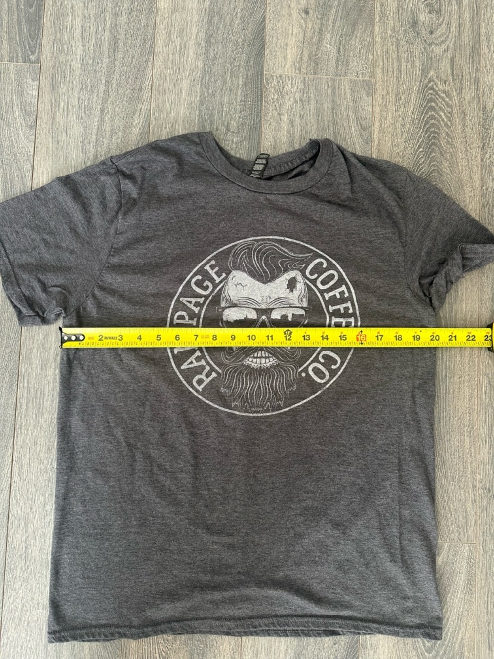 EUC Rampage Coffee Hipster Skull Logo Grey Crew Neck T Shirt Size Large - Picture 2 of 6